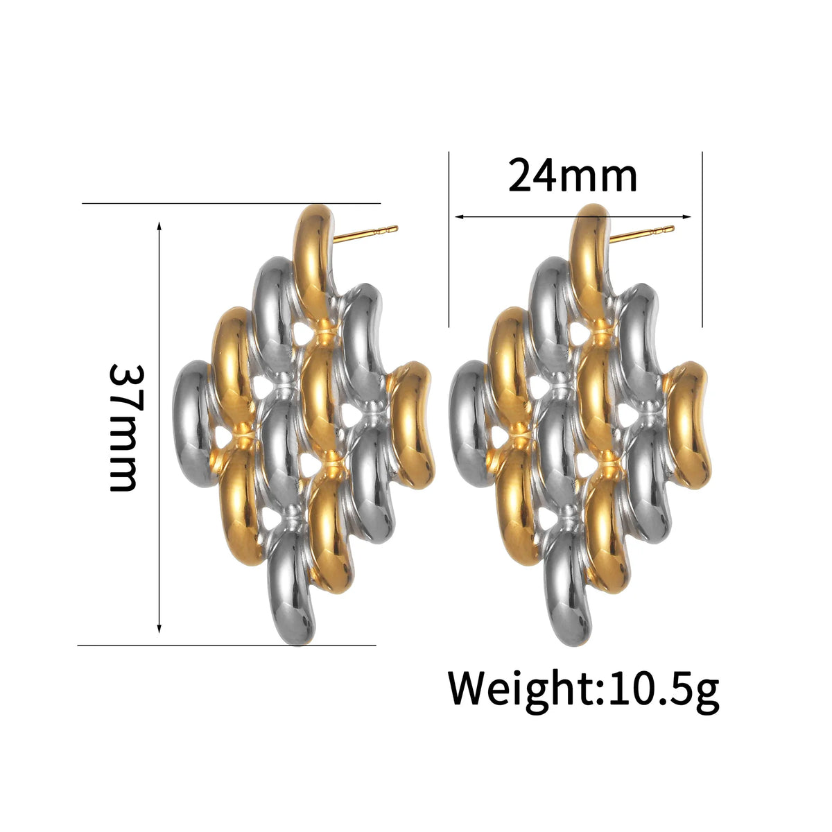 Freeteeme High-End Mixed Silver/Gold Color Earrings for Women Stainless Steel Punk Irregular Geometry Ear Studs Jewelry Gifts