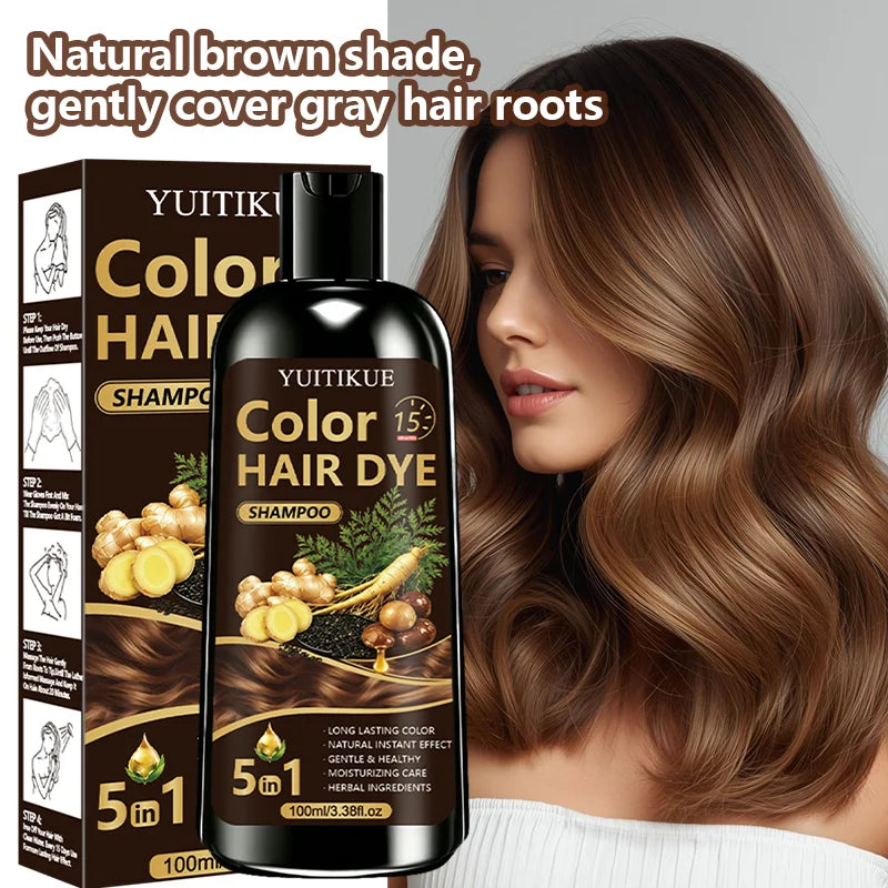 5 Functions Hair Coloring Wash Hydrating Scalp Friendly Tint Shampoo Quick DIY Hair Dye For Daily Grey Cover Home Hair Care