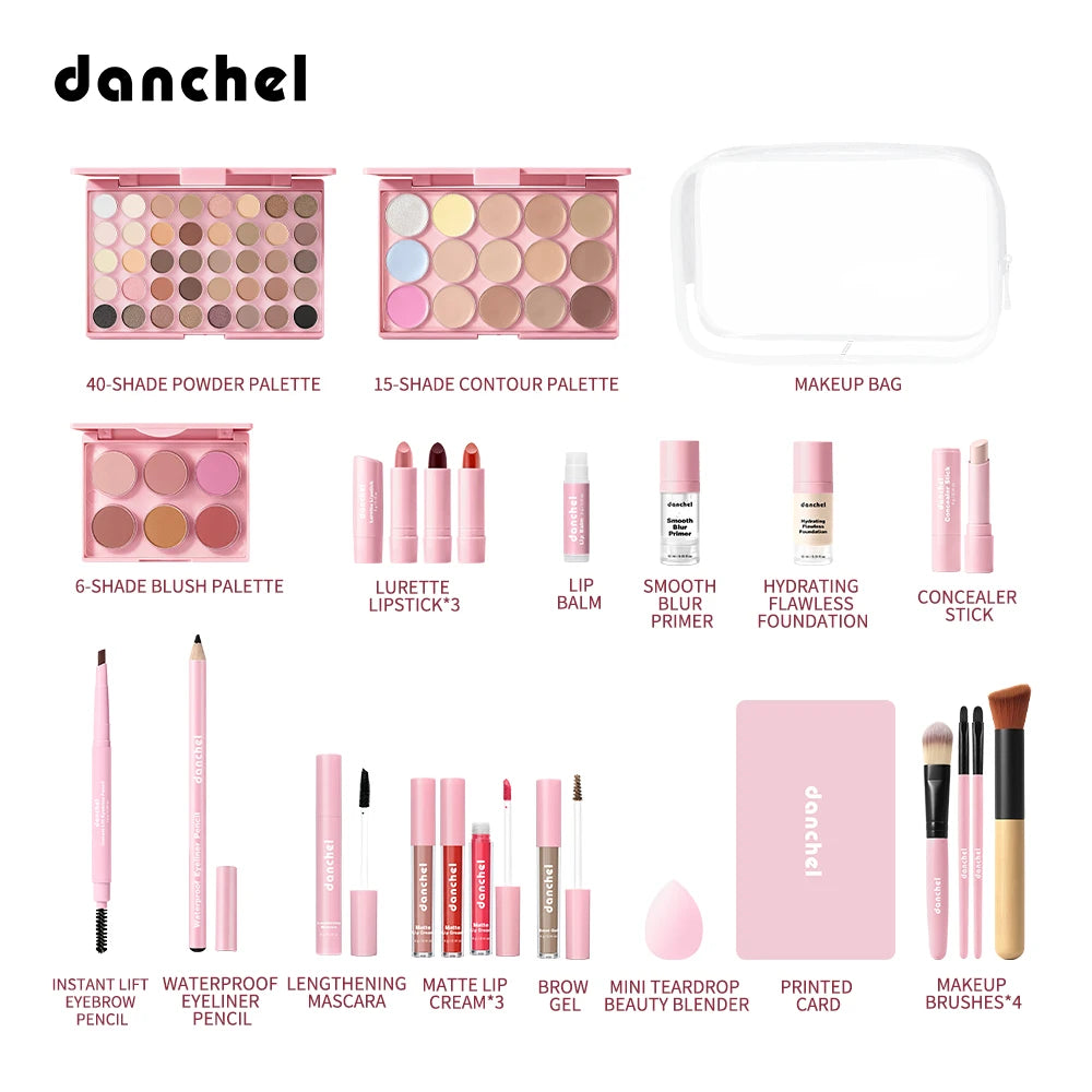Kit de Maquillaje Completo 8 en 1 – Sombras, Contorno, Rubor, Labial y Más