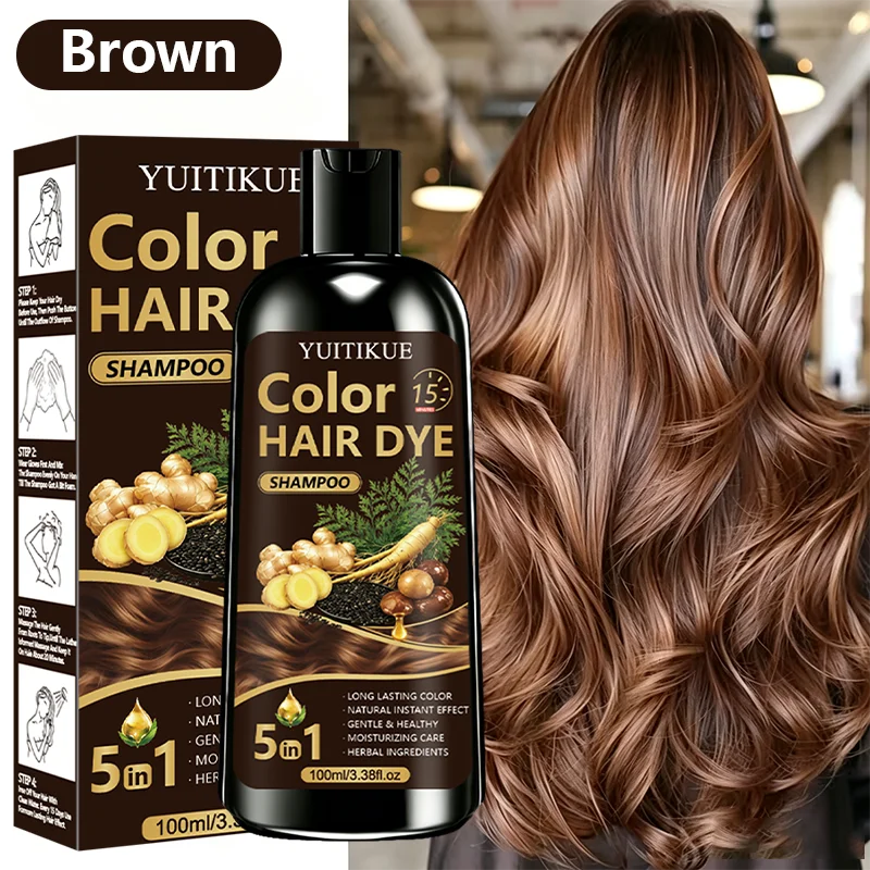 5 Functions Hair Coloring Wash Hydrating Scalp Friendly Tint Shampoo Quick DIY Hair Dye For Daily Grey Cover Home Hair Care