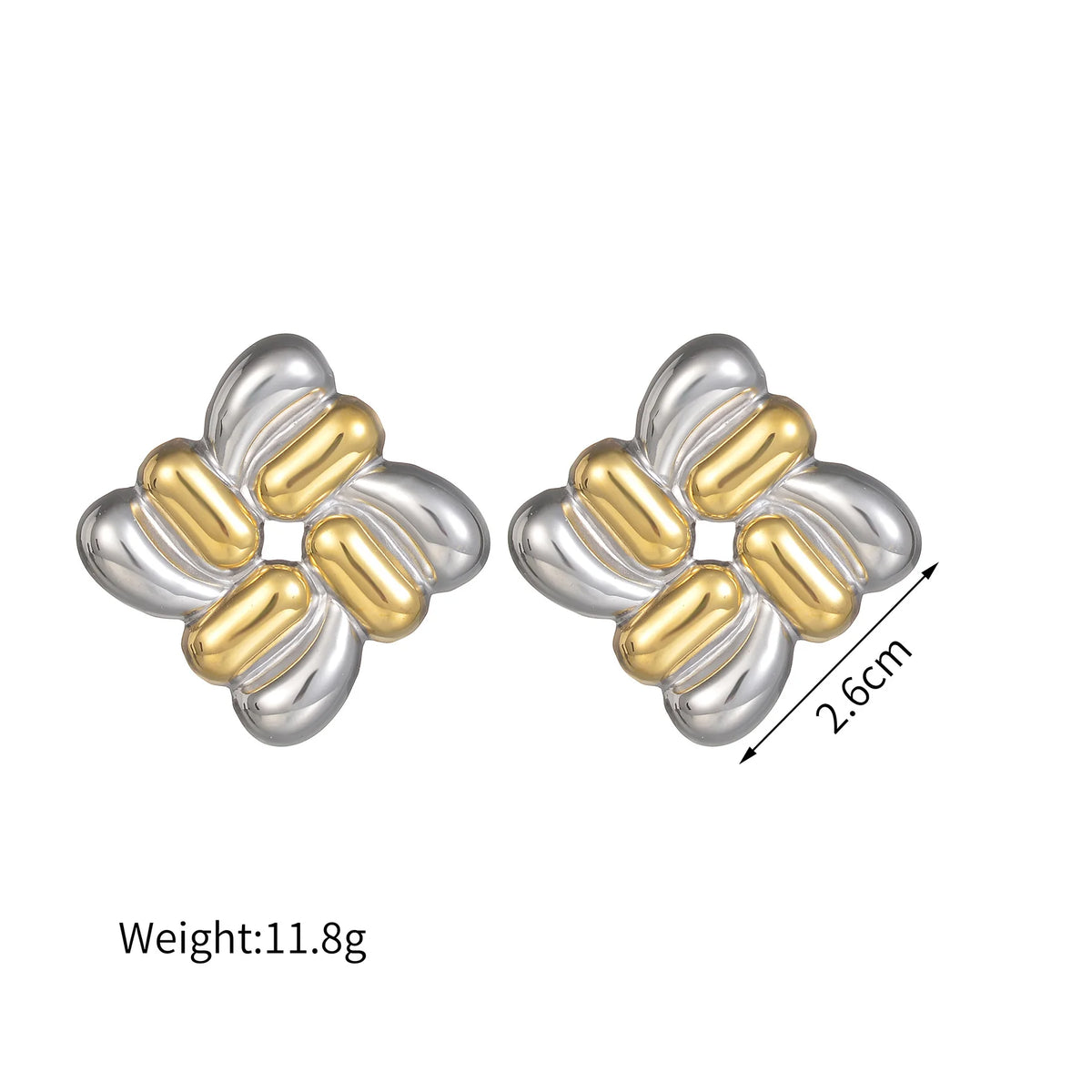 Freeteeme High-End Mixed Silver/Gold Color Earrings for Women Stainless Steel Punk Irregular Geometry Ear Studs Jewelry Gifts