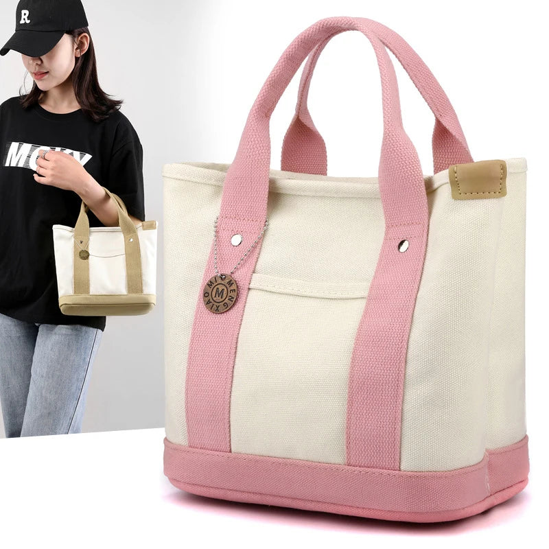 Bolsa Tote de Lona Gran Capacidad – Multiusos para Lunch, Compras y Más