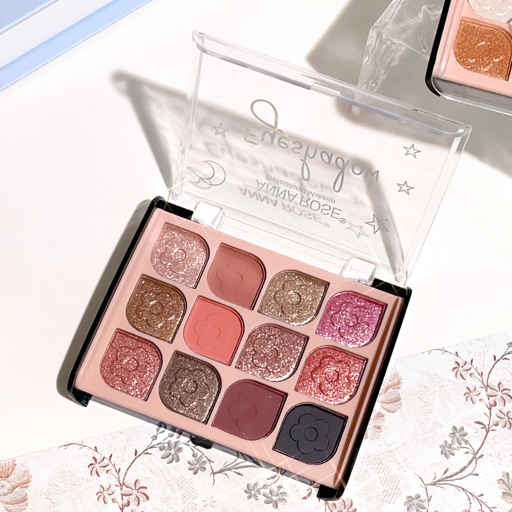 Paleta de Sombras Coreana 12 Colores – Tonos Tierra y Perla para Look Natural