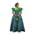 Vestido Maxi Talla Grande – Manga Corta con Volantes y Estampado Floral