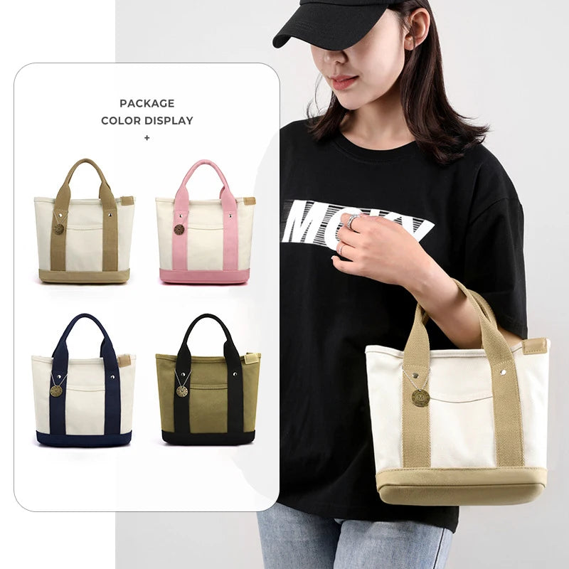 Bolsa Tote de Lona Gran Capacidad – Multiusos para Lunch, Compras y Más