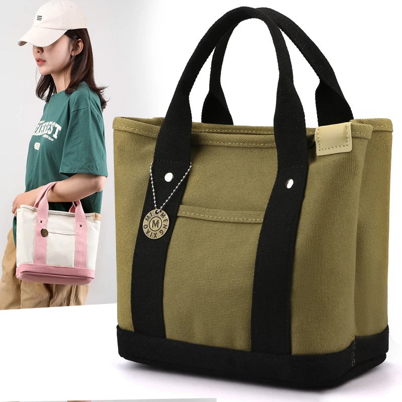 Bolsa Tote de Lona Gran Capacidad – Multiusos para Lunch, Compras y Más