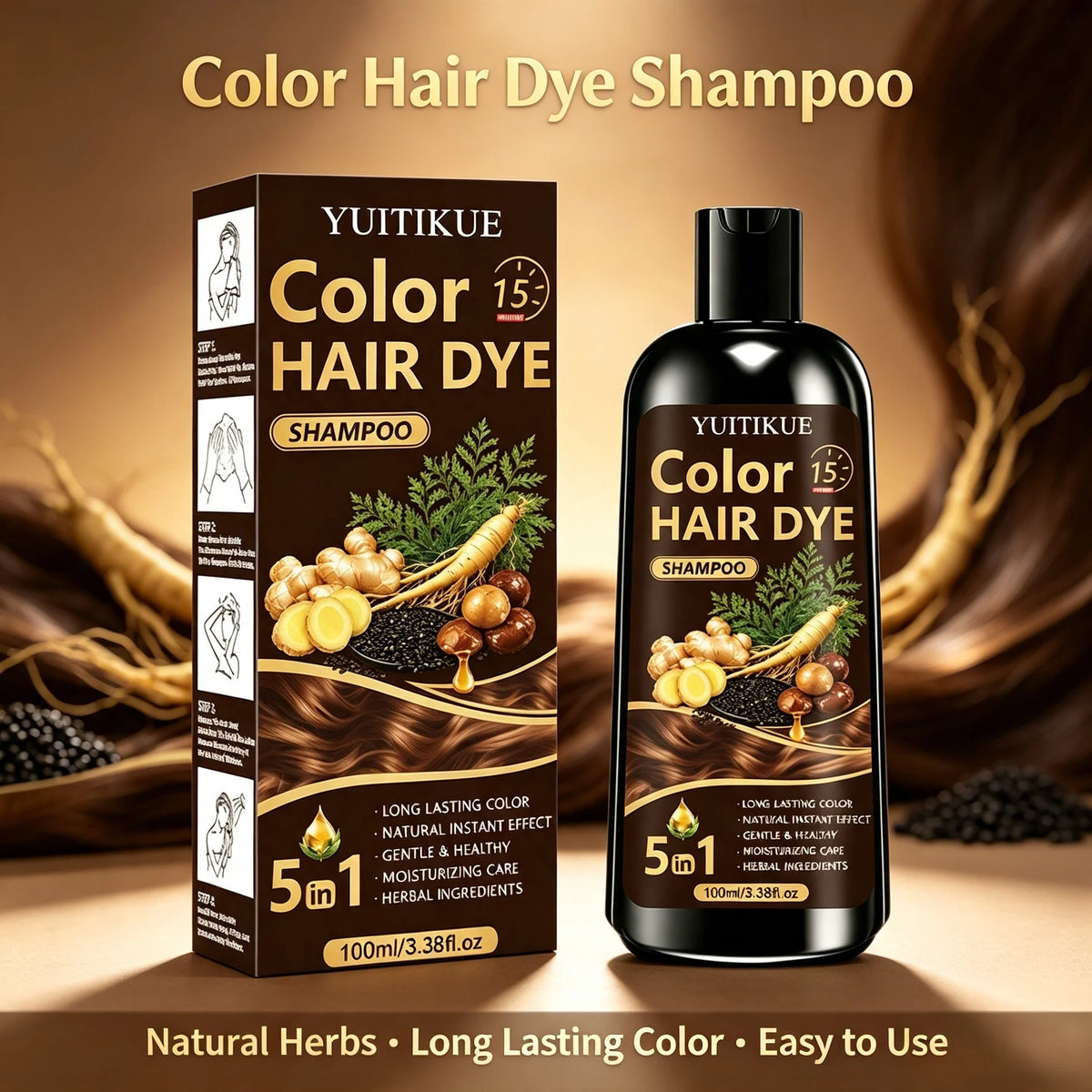 5 Functions Hair Coloring Wash Hydrating Scalp Friendly Tint Shampoo Quick DIY Hair Dye For Daily Grey Cover Home Hair Care