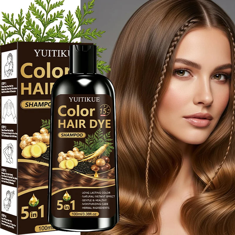 5 Functions Hair Coloring Wash Hydrating Scalp Friendly Tint Shampoo Quick DIY Hair Dye For Daily Grey Cover Home Hair Care