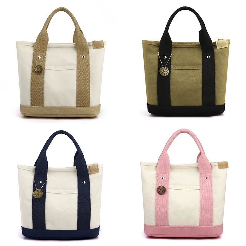 Bolsa Tote de Lona Gran Capacidad – Multiusos para Lunch, Compras y Más
