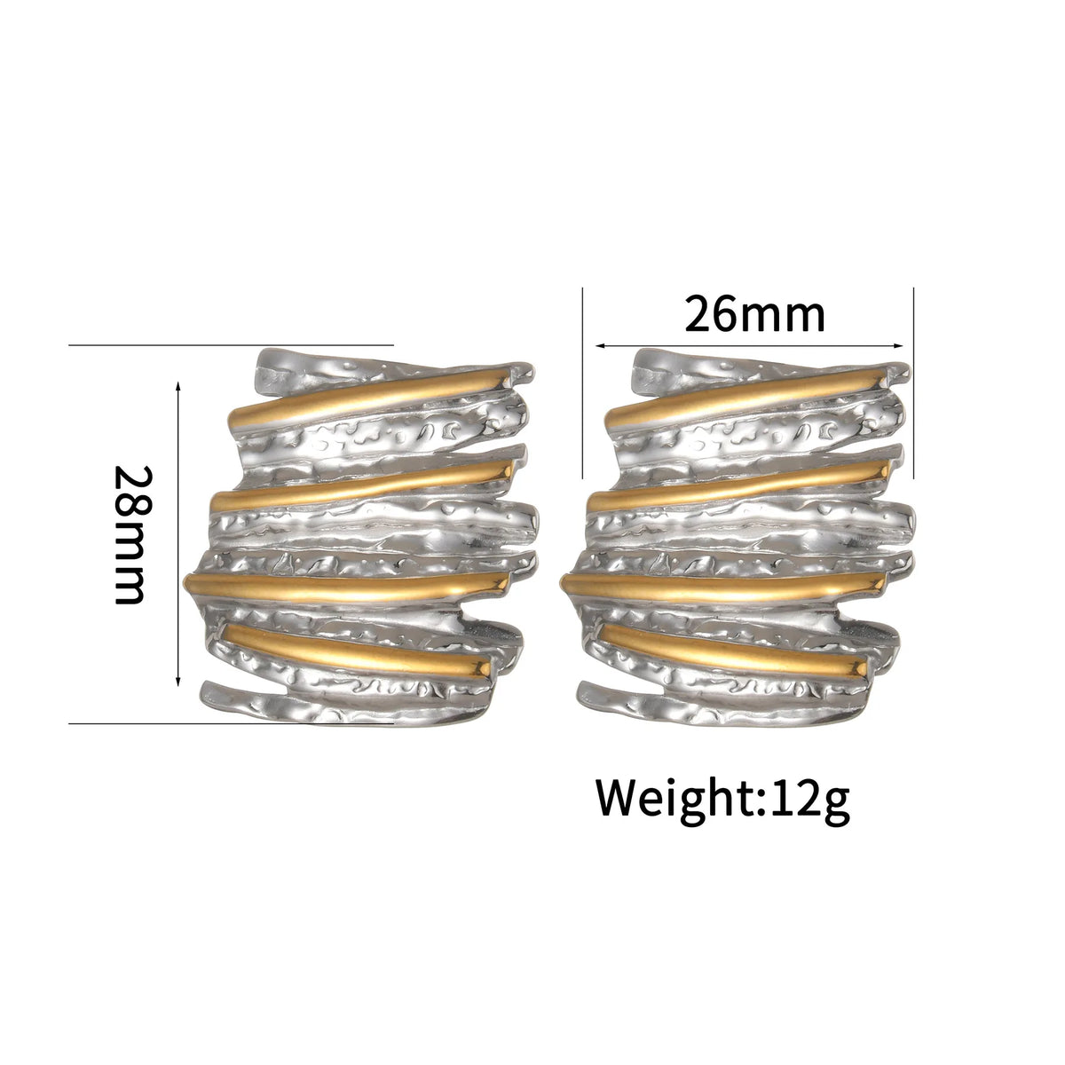 Freeteeme High-End Mixed Silver/Gold Color Earrings for Women Stainless Steel Punk Irregular Geometry Ear Studs Jewelry Gifts