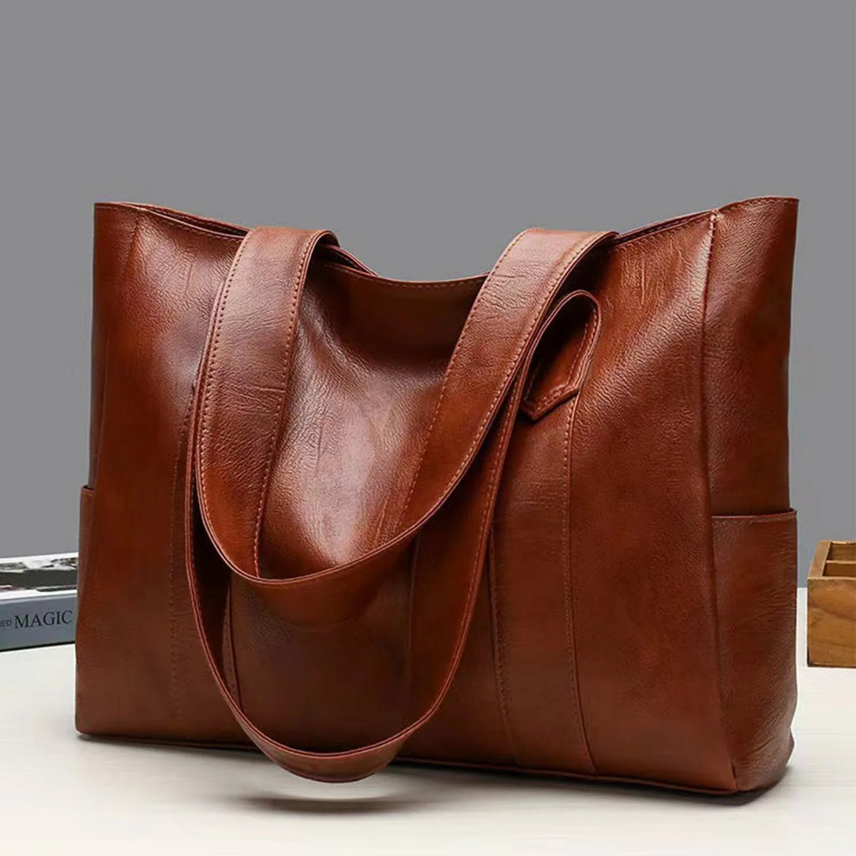 Bolsa Tote de Hombro Gran Capacidad – Cuero Suave para Mujer