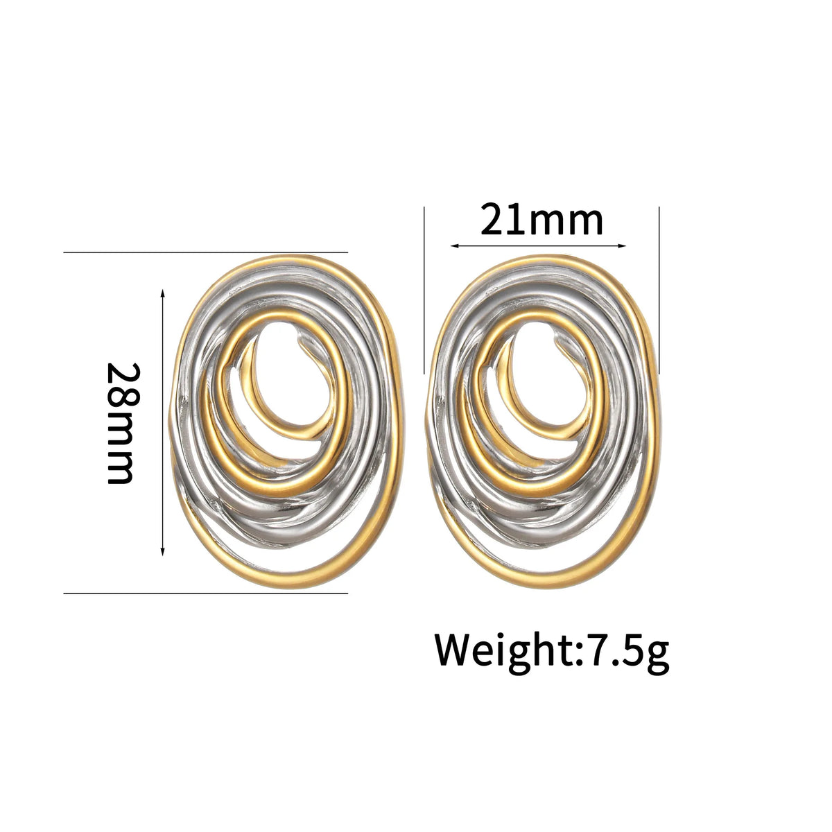 Freeteeme High-End Mixed Silver/Gold Color Earrings for Women Stainless Steel Punk Irregular Geometry Ear Studs Jewelry Gifts