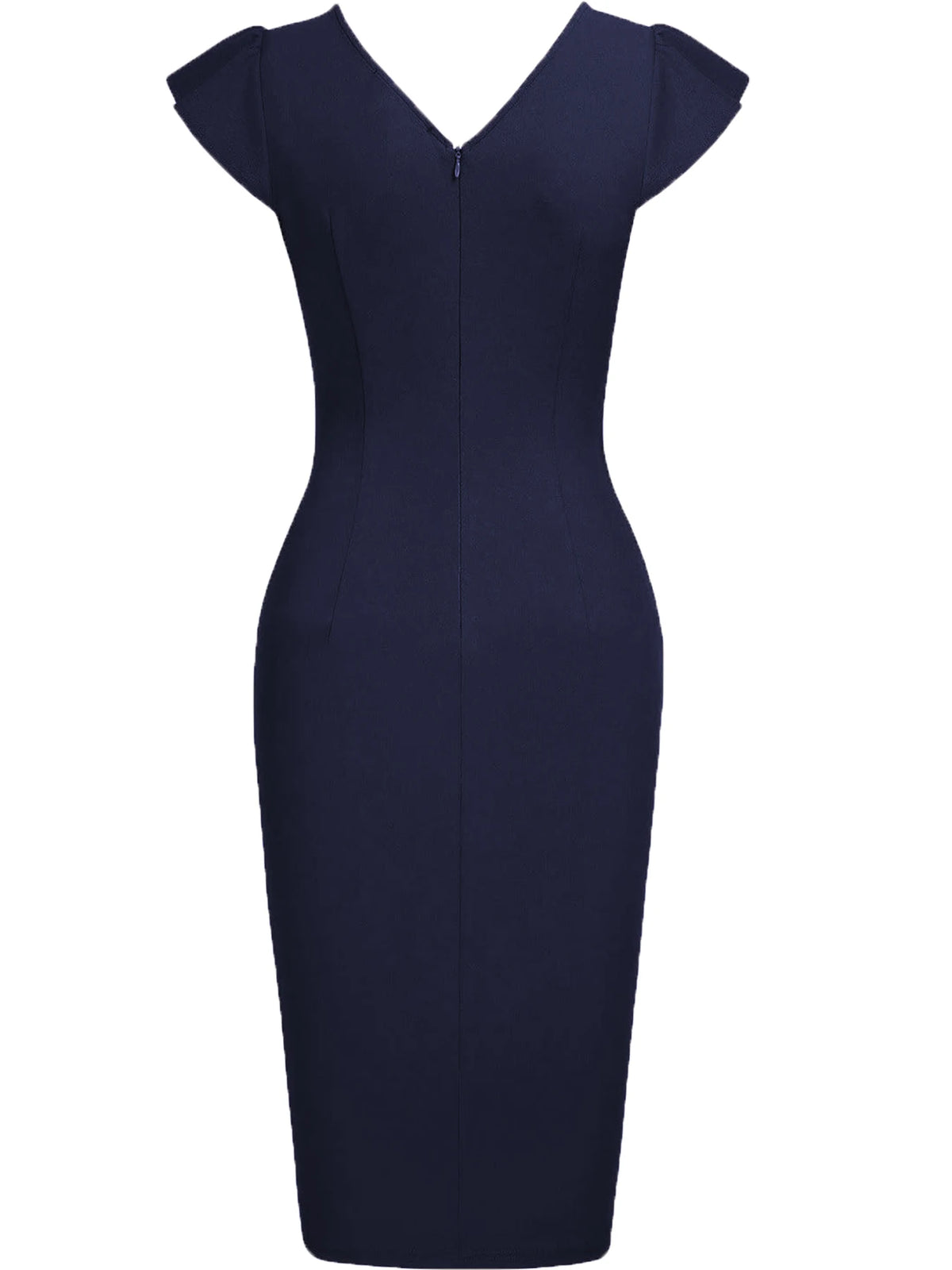 Vestido Bodycon Elegante de Cuello V – Manga Corta, Rodilla, Ideal para Cóctel y Fiestas