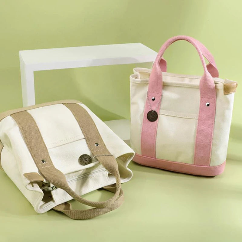 Bolsa Tote de Lona Gran Capacidad – Multiusos para Lunch, Compras y Más