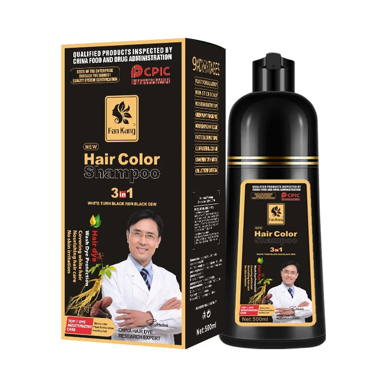 Hair Wash Black Shampoo Hair Dye Black Color Permanent Authentic No Harm Natural Plants No Stimulation