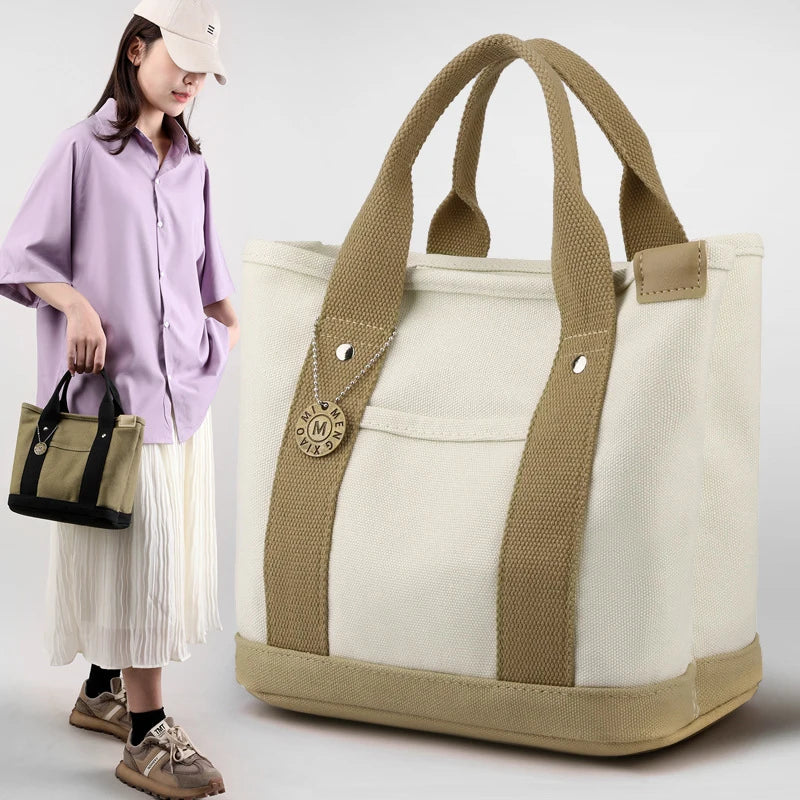 Bolsa Tote de Lona Gran Capacidad – Multiusos para Lunch, Compras y Más
