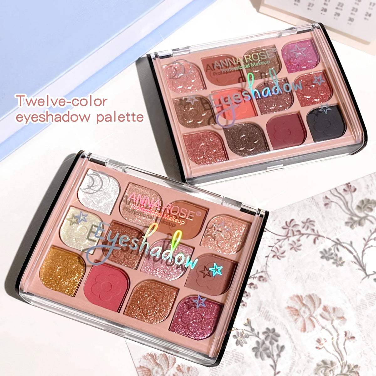 Paleta de Sombras Coreana 12 Colores – Tonos Tierra y Perla para Look Natural