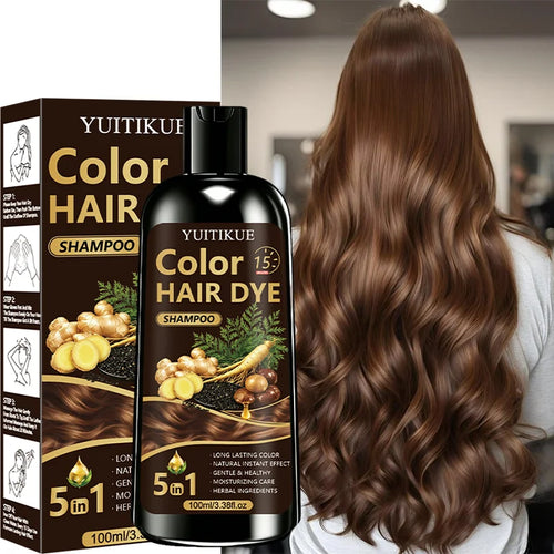 5 Functions Hair Coloring Wash Hydrating Scalp Friendly Tint Shampoo Quick DIY Hair Dye For Daily Grey Cover Home Hair Care