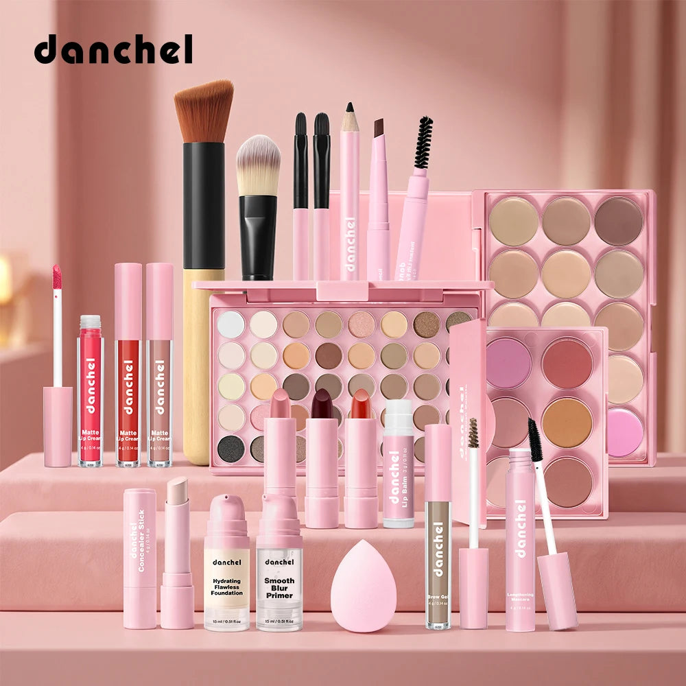 Kit de Maquillaje Completo 8 en 1 – Sombras, Contorno, Rubor, Labial y Más