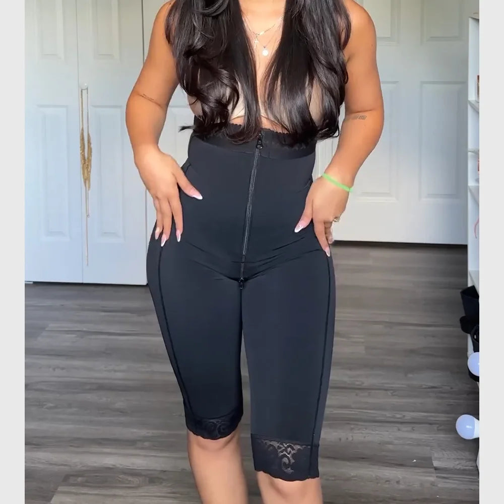 Fajas Colombianas Open Bust Bodysuits with Zipper Mid Length Body Shaper BBL Post Op Surgery Supplies Slimming Waist Trainer